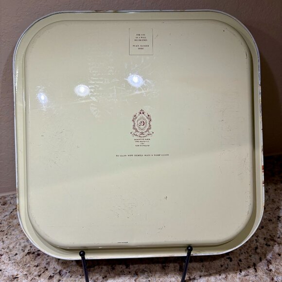 Vintage Daher Decorative Ware Tin Tray - French Cafe Scene 13.5 inch square - Picture 8 of 10